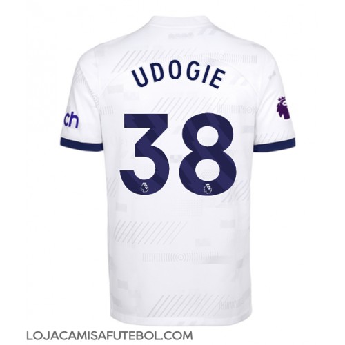 Camisa de Futebol Tottenham Hotspur Destiny Udogie #38 Equipamento Principal 2023-24 Manga Curta